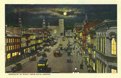 Seneca Street by Night from Hotel Seneca, Geneva, NY